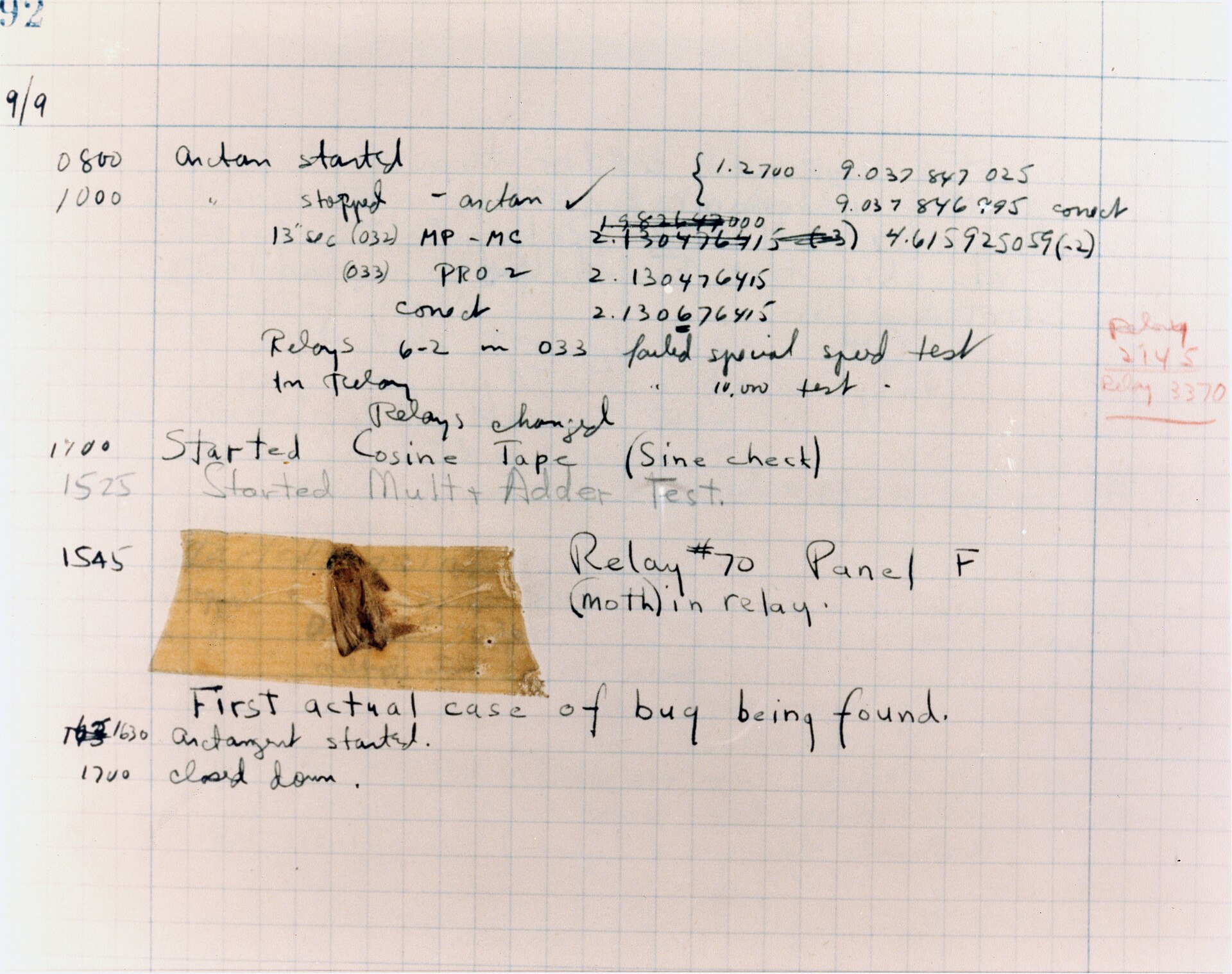 First computer bug, 1947